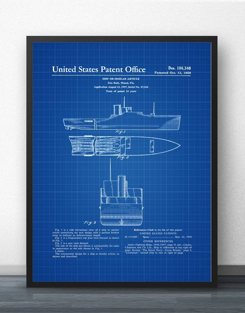 1956 Ship Patent Blueprint Wall Art Paint Wall Decor Canvas Prints Canvas Art Poster Oil Paintings No Frame
1956 Ship Patent Blueprint Wall Art Paint Wall Decor Canvas Prints Canvas Art Poster Oil Paintings No Frame