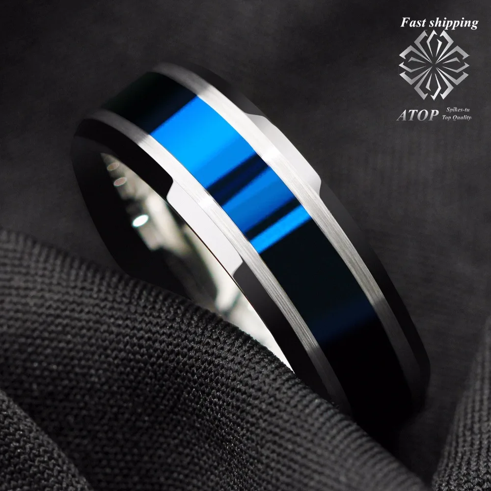 8MM Men's Jewelry Tungsten Carbide Rings Blue Center silver Brushed Edge Rings Free Shipping
8MM Men's Jewelry Tungsten Carbide Rings Blue Center silver Brushed Edge Rings Free Shipping
