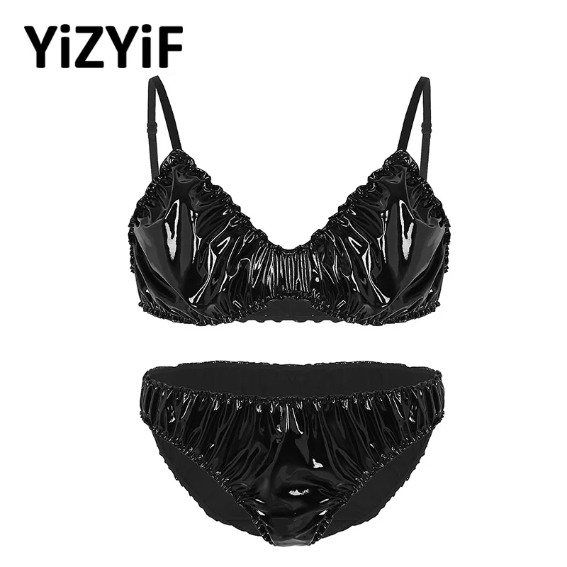 Сексуальный мужской комплект бикини Sissy из искусственной кожи Плиссированное нижнее белье, регулируемый Топ бюстгальтер на тонких бретеля...
Сексуальный мужской комплект бикини Sissy из искусственной кожи Плиссированное нижнее белье, регулируемый Топ бюстгальтер на тонких бретеля...