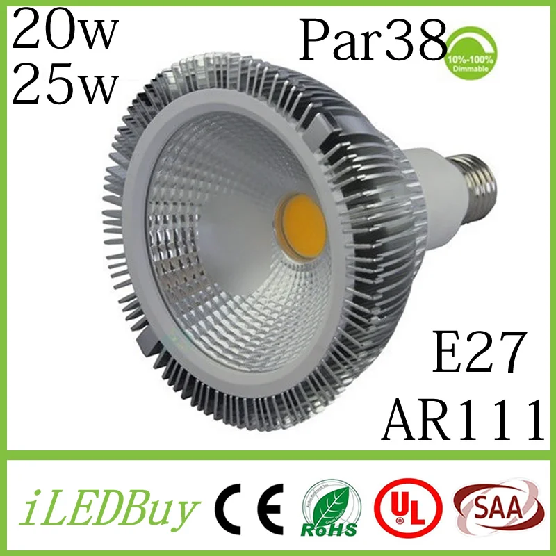 6 шт. Новый 20 Вт 25 COB led AR111 свет E26 E27 Par38 лампы AC110V 220 В освещения Бесплатная доставка