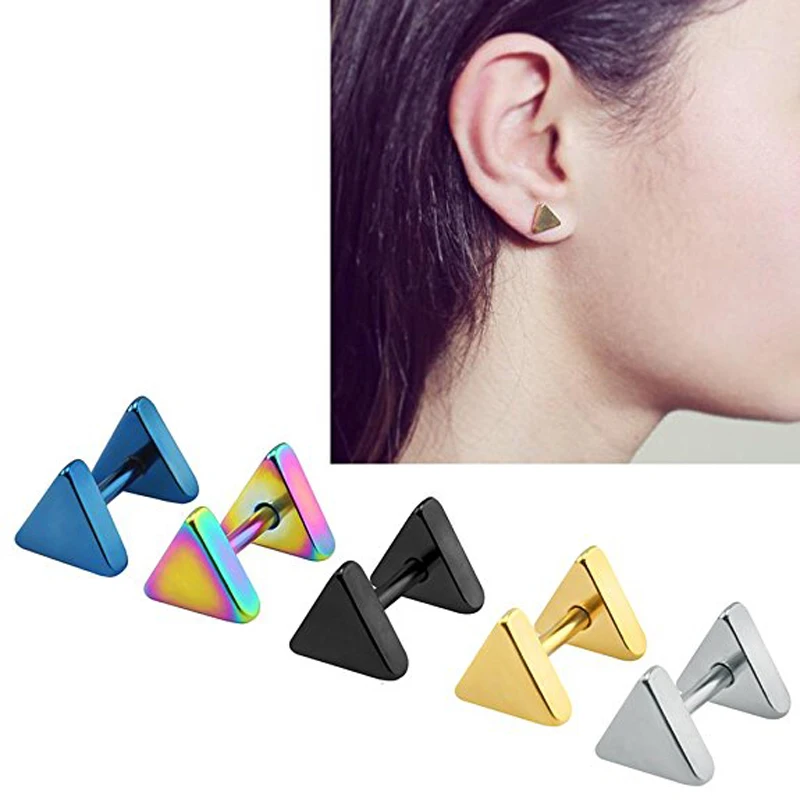 Punk Style Jewelry Stainless Steel Double Solid Triangle Studs Earring Fake Plugs Cartilage Helix Piercing Earring For Men/Women
Punk Style Jewelry Stainless Steel Double Solid Triangle Studs Earring Fake Plugs Cartilage Helix Piercing Earring For Men/Women