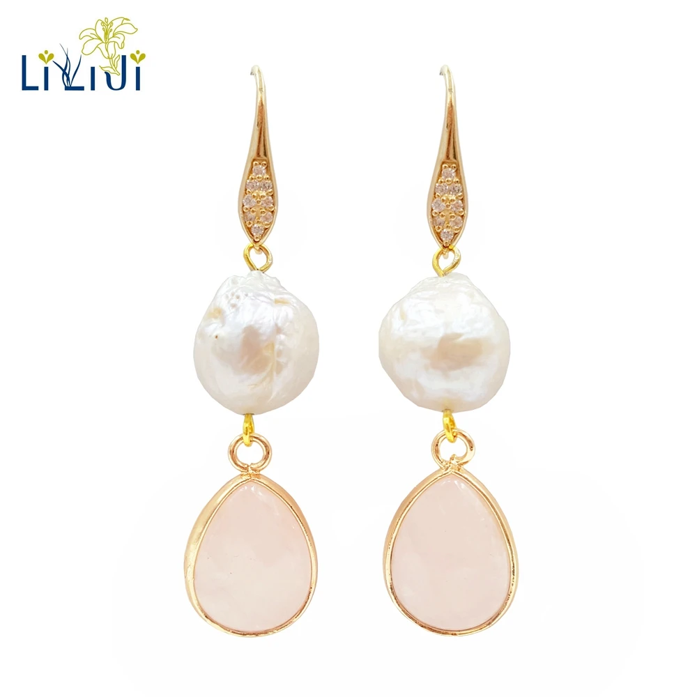 Lii Ji Gemstone Natural Rose Quartz,Baroque Freshwater Pearl 925 Sterling Silver Gold Plated Shining Earring Women Jewelry
Lii Ji Gemstone Natural Rose Quartz,Baroque Freshwater Pearl 925 Sterling Silver Gold Plated Shining Earring Women Jewelry
