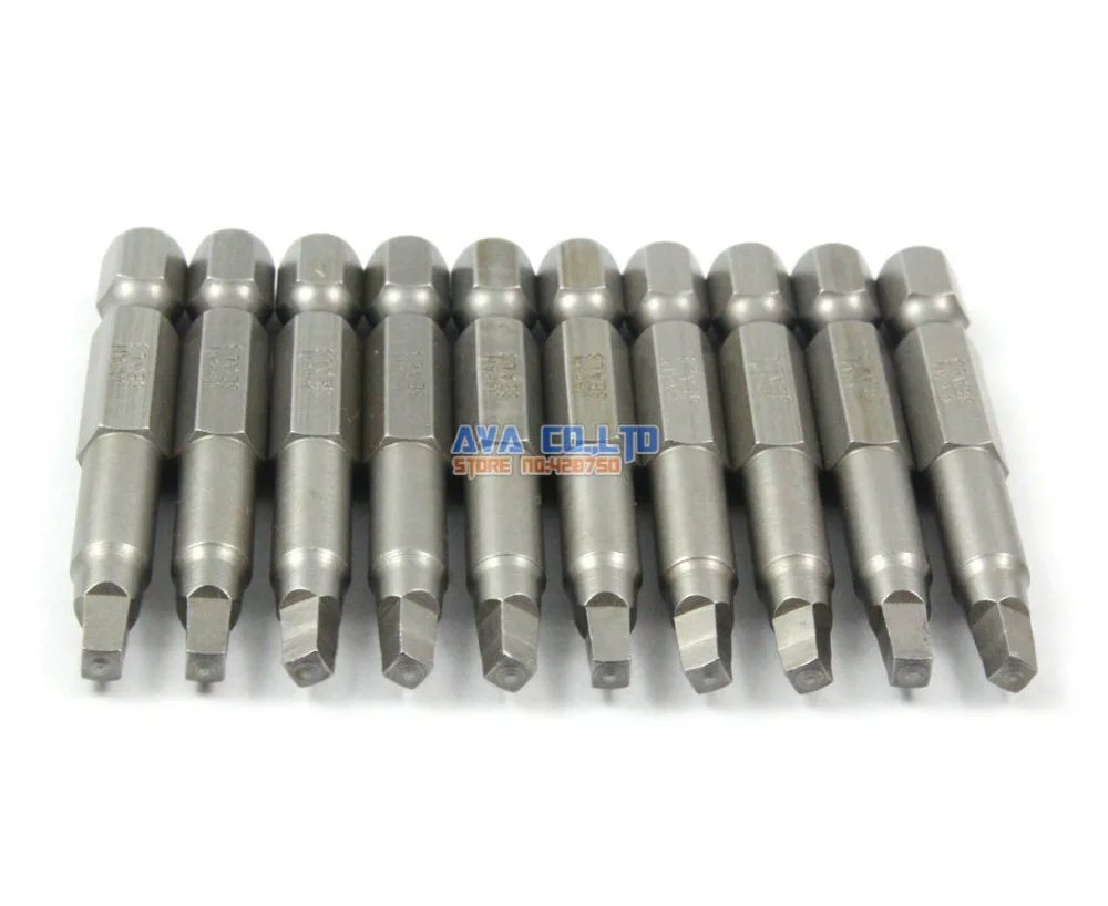10 Pieces Magnetic 3x3mm Square Head Screwdriver Bit S2 Steel 1/4" Hex 50mm Long (50mm x S2) | Инструменты