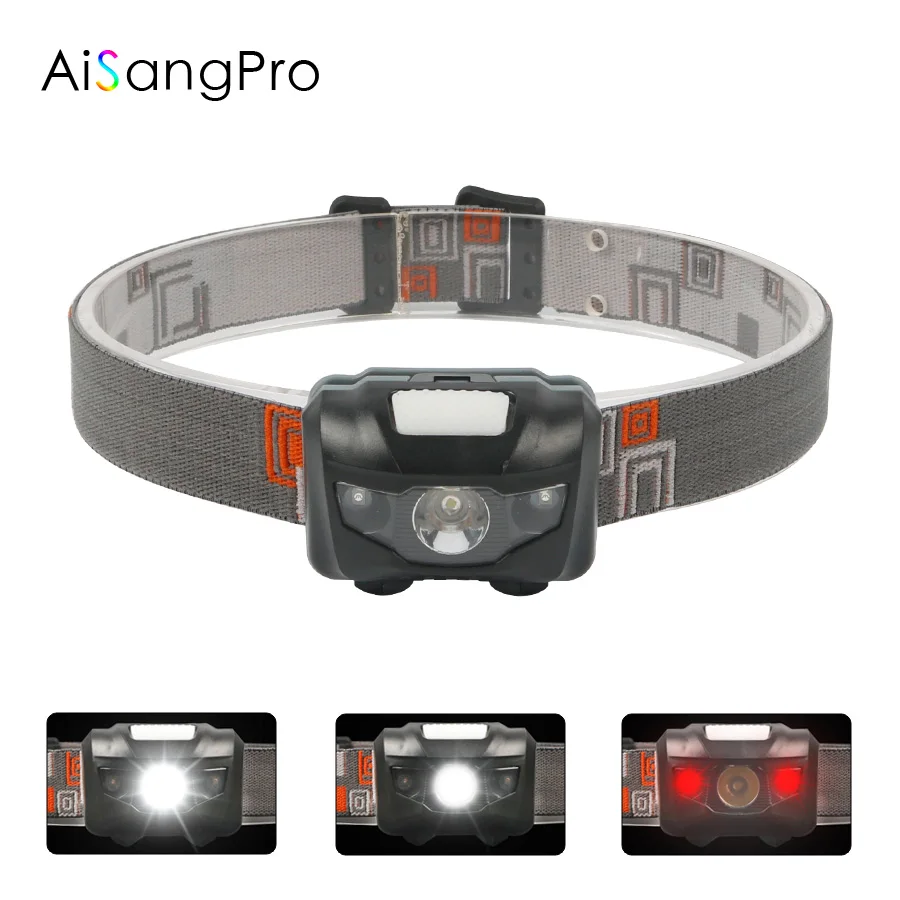Aisangpro мини 4 режима Фара 3 AAA Батарея 2 красный 1 Белый светодиодный фонарик Фонари