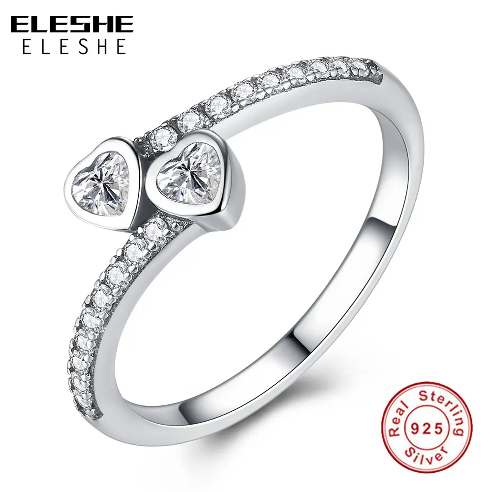 ELESHE 100% 925 Sterling Silver Ring Love Heart Finger Ring For Women Wedding Rings Original Fine Jewelry Christmas Gift
ELESHE 100% 925 Sterling Silver Ring Love Heart Finger Ring For Women Wedding Rings Original Fine Jewelry Christmas Gift