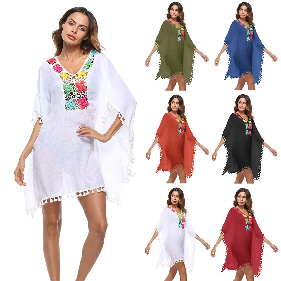2018 Beach tunics swimsuit cover up Kaftan Rayon Embroidery Beach Dress Bikini cover-ups sarong Saidas pareo para robe de plage
2018 Beach tunics swimsuit cover up Kaftan Rayon Embroidery Beach Dress Bikini cover-ups sarong Saidas pareo para robe de plage