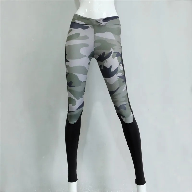 Sexy Print Legins For Women Polyester Ankle-Length Camouflage Pant Patchwork High Waist Jegging Push UP Slim Army Green Leggings | Женская