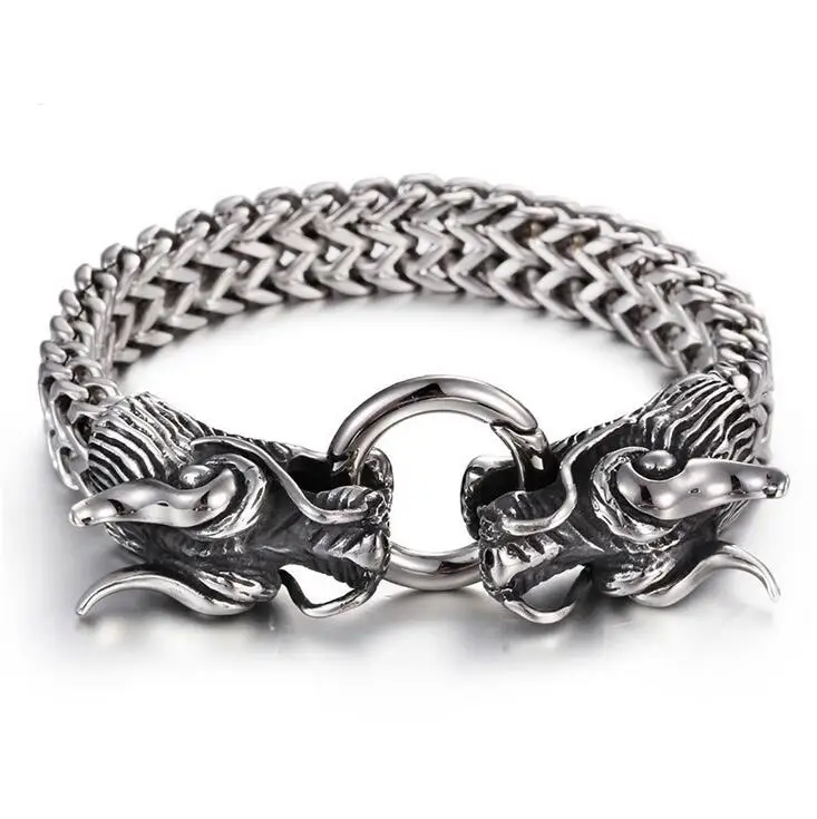 Hiphop Vintage Stainless Steel Men Biker Double Dragon Head Bracelet Cool Punk Male Jewelry Punk Rock Cool Mesh Bangle Wristband
Hiphop Vintage Stainless Steel Men Biker Double Dragon Head Bracelet Cool Punk Male Jewelry Punk Rock Cool Mesh Bangle Wristband