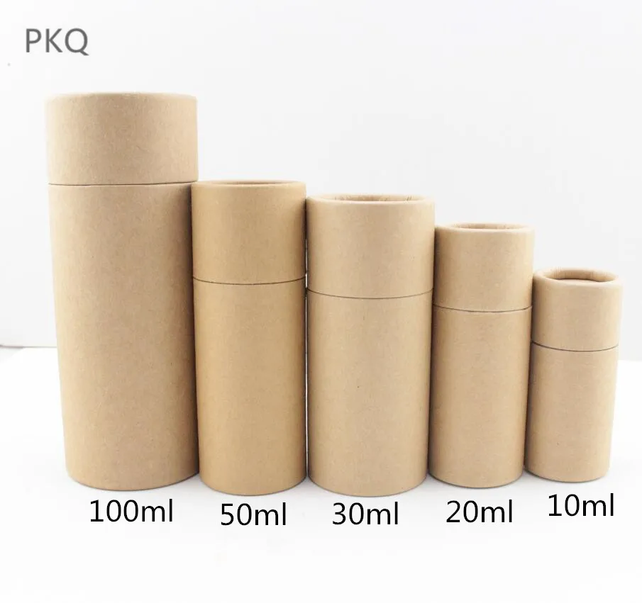 

50pcs 10ml 20ml 30ml 50ml 100ml Kraft Cardboard Tube Packaging For Essential Oil Bottles Cosmetics Liquid Bottle Paper Box