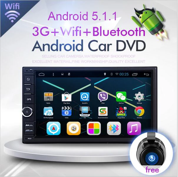 ) Quad core 1024*600 2DIN 178*100 Android 5.1 Автомобильный GPS стерео радио и Универсальный камера WI FI