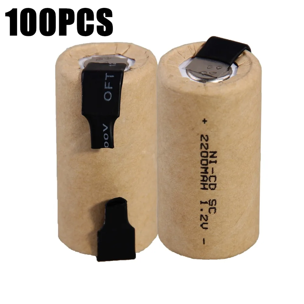 100 шт. SC 2200mah 1 2 v батарея NICD перезаряжаемые батареи для аварийного света