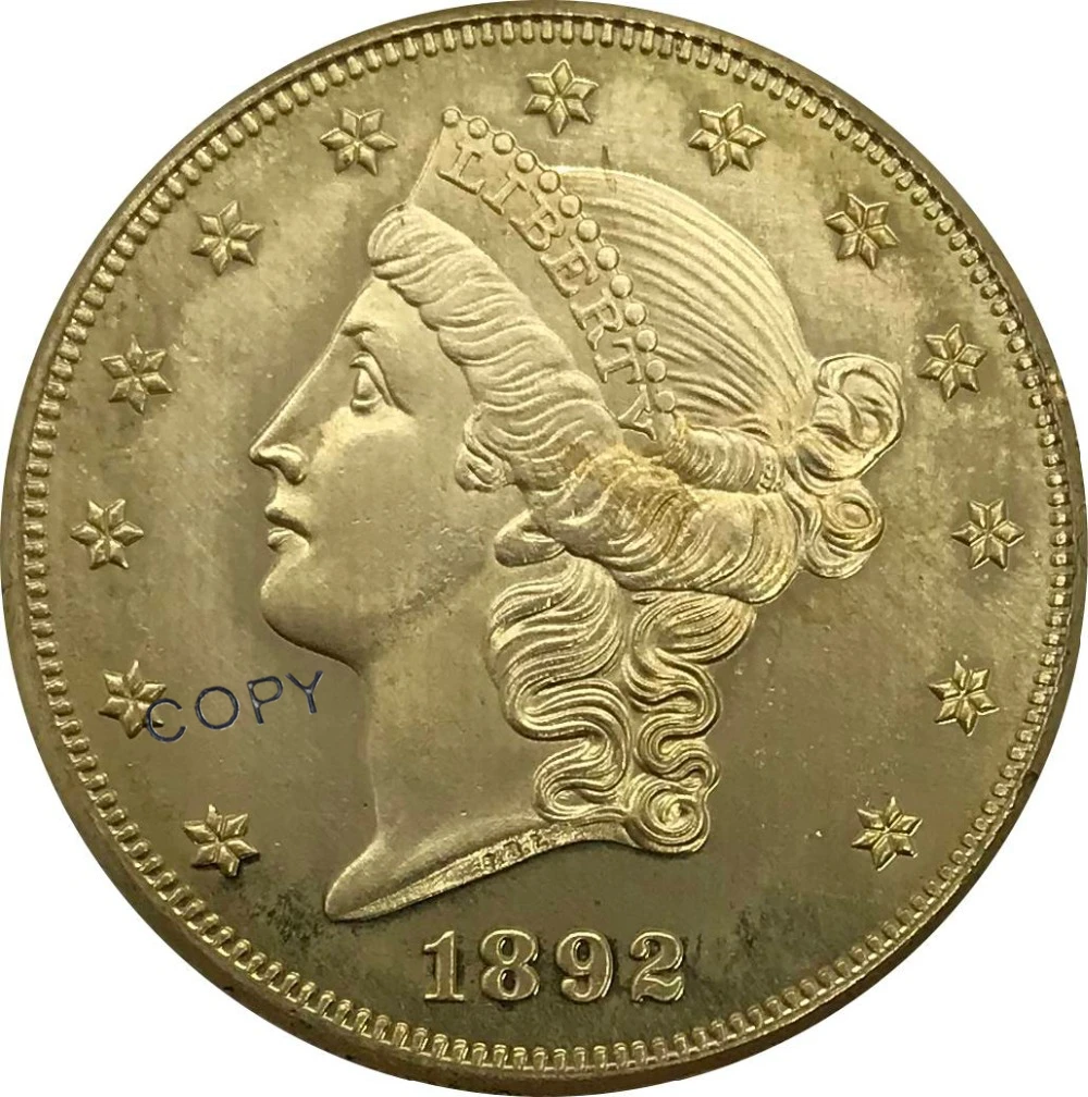 CC 1892 Соединенные Штаты 20 двадцать долларов голова свободы двойной Орлан с девизом Золотая монета латунные коллекционные предметы копия мон...
CC 1892 Соединенные Штаты 20 двадцать долларов голова свободы двойной Орлан с девизом Золотая монета латунные коллекционные предметы копия мон...