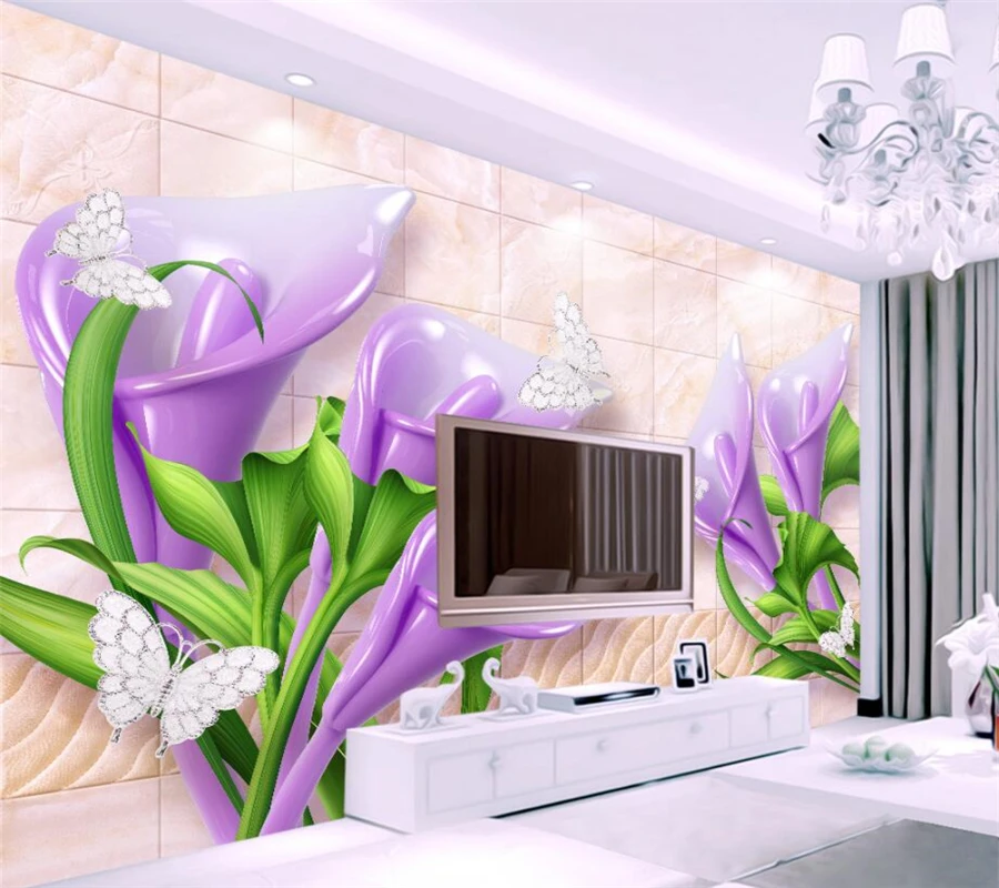 beibehang Custom 3d wallpaper mural purple calla lily marble embossed soft package jewelry living room TV background wall
beibehang Custom 3d wallpaper mural purple calla lily marble embossed soft package jewelry living room TV background wall