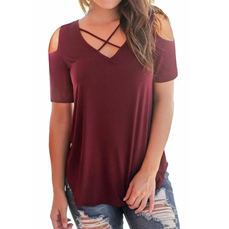 Criss Cross Top Women T Shirt 2020 Summer Fashion Bandage Tops & tees Sexy V Neck Off Shoulder Top Female T Shirt Plus Size
Criss Cross Top Women T Shirt 2020 Summer Fashion Bandage Tops & tees Sexy V Neck Off Shoulder Top Female T Shirt Plus Size