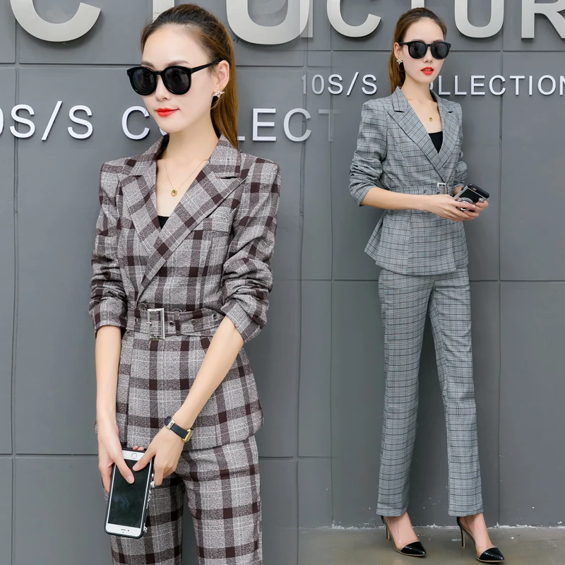 autumn wear suits office fashion two-piece new women's clothing set spring plaid print OL slim outfit belted lady design S-XXL
autumn wear suits office fashion two-piece new women's clothing set spring plaid print OL slim outfit belted lady design S-XXL