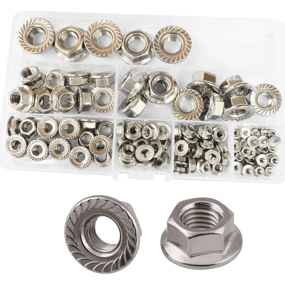 Flange Nut Hexagon Insert Lock Metric Threaded Hex Pinking Slip Locking Nuts 304 Stainless Steel Set Assortment Kit
Flange Nut Hexagon Insert Lock Metric Threaded Hex Pinking Slip Locking Nuts 304 Stainless Steel Set Assortment Kit