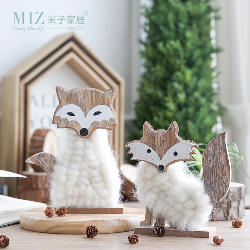 Miz 1 шт. деревянные игрушки для детей фигурки животных крючком лиса украшения дома
