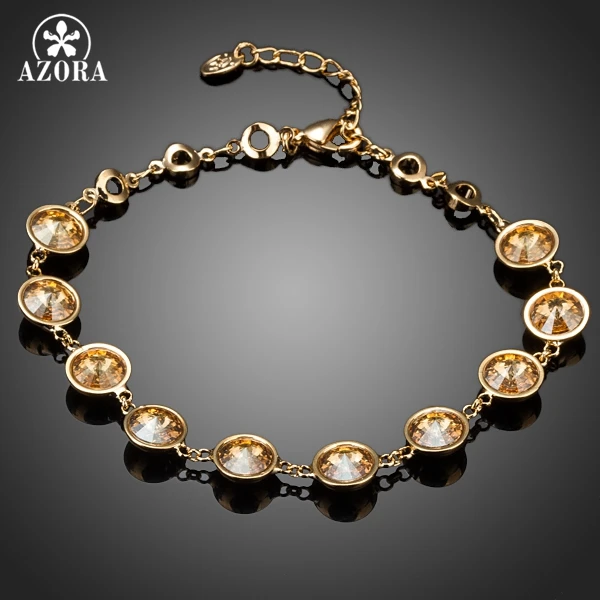 AZORA золотые 10 шт. круглые цвет Stellux австрийского Хрусталя Браслет TS0057|crystal bracelet|a