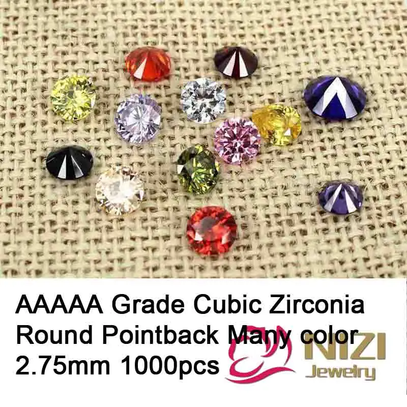 

AAAAA Grade Brilliant Cuts Cubic Zirconia Beads Supplies For Jewelry 2.75mm 1000pcs Round Pointback Stones Nail Art Decorations