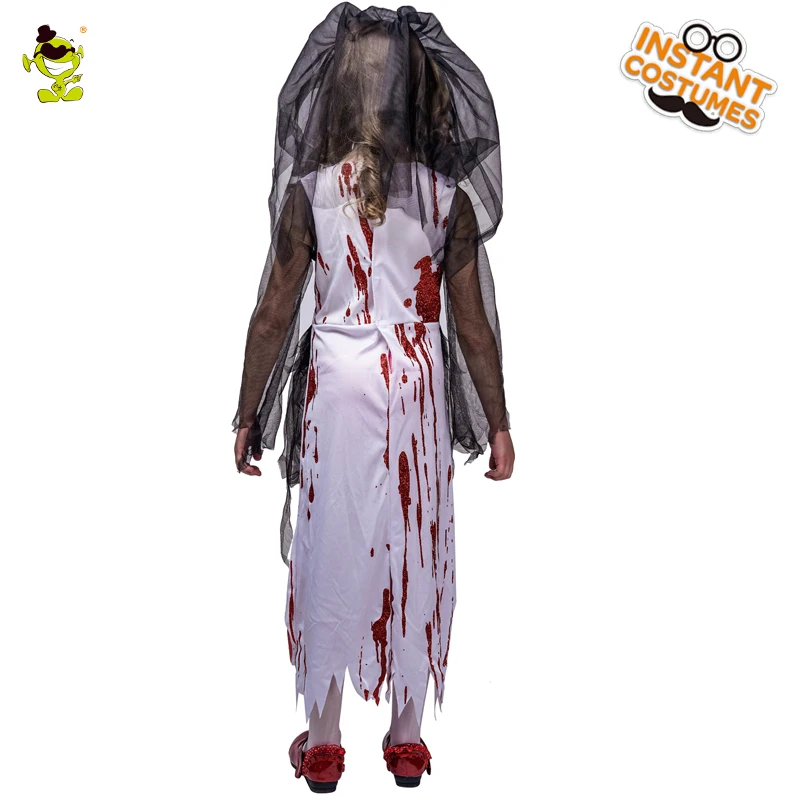 Kids Halloween Horror Bloody Bride Costumes Cosplay Ghost Bride Costume Girls Purim Role Play Fancy Dress for Children
Kids Halloween Horror Bloody Bride Costumes Cosplay Ghost Bride Costume Girls Purim Role Play Fancy Dress for Children