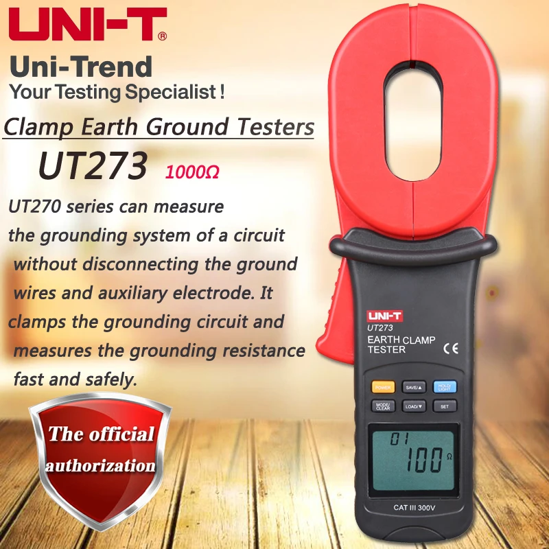 

UNI-T UT273 Clamp Grounding Resistance Tester 1000ohm Grounding Resistance Tester Data Storage LCD Backlight