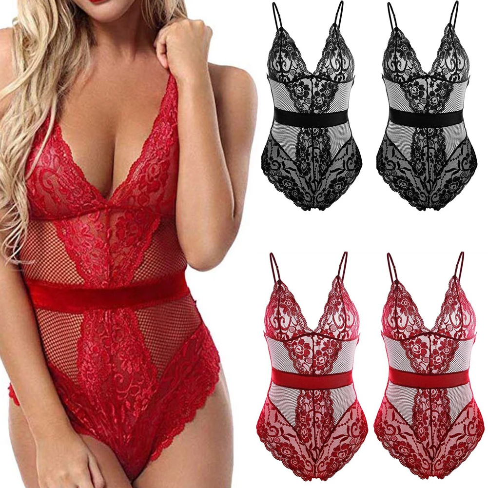 Womens Bodysuit Sleeveless Solid V-Neck Sexy Lace Up Bow Bandage Backless Lingerie Romper Summer Jumpsuit 2019 | Тематическая