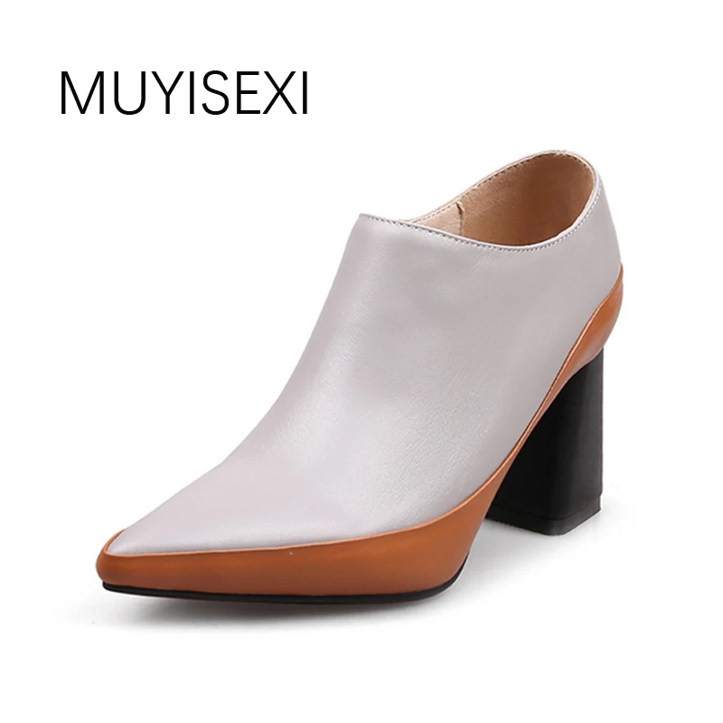 Women Shoes High Heel Genuine leather Pointed Toe 7cm Square Heel Mixed Color Women Shoes Women Pumps HL48 MUYISEXI
Women Shoes High Heel Genuine leather Pointed Toe 7cm Square Heel Mixed Color Women Shoes Women Pumps HL48 MUYISEXI