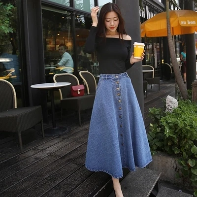 Skirts Women Denim A-Line Solid Button Womens High Waist Big Hem Casual Zipper Pockets Ladies Elegant Daily All-match Korean
Skirts Women Denim A-Line Solid Button Womens High Waist Big Hem Casual Zipper Pockets Ladies Elegant Daily All-match Korean