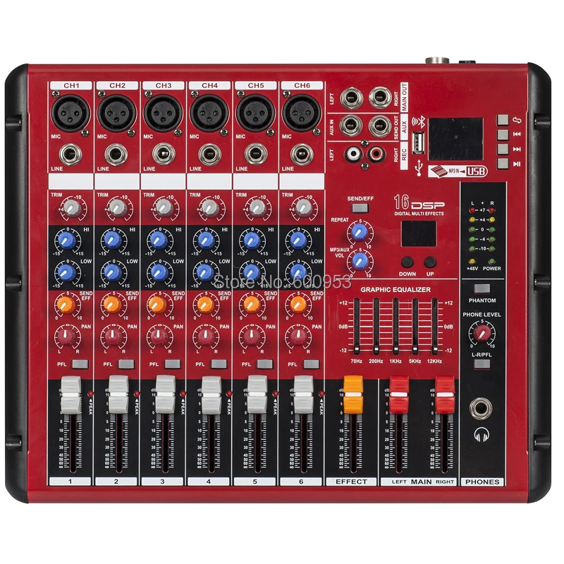 MiCWL 6 Channel Karaoke Studio Stage Mixing Console Sound Bluetooth Mixer ( USB 48V Monitor Recording 16DSP ) SMR600-USB
MiCWL 6 Channel Karaoke Studio Stage Mixing Console Sound Bluetooth Mixer ( USB 48V Monitor Recording 16DSP ) SMR600-USB