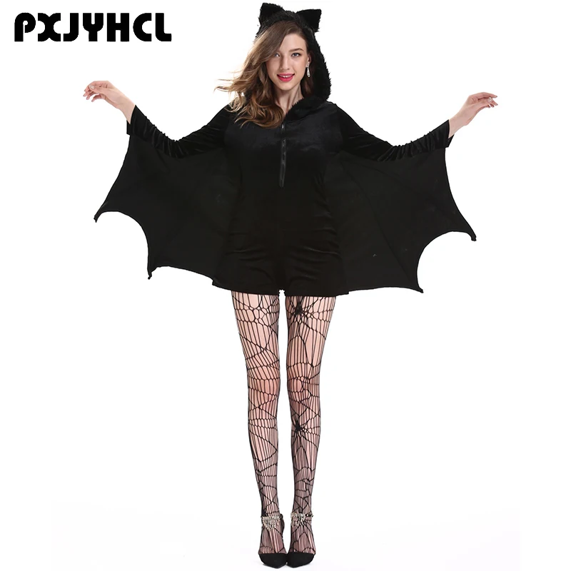 Halloween The Black Evil Vampire Cospaly Costumes For Women Sexy Party Bat Demon Bloodsucking Witch Disguise Jumpsuit Hooded
Halloween The Black Evil Vampire Cospaly Costumes For Women Sexy Party Bat Demon Bloodsucking Witch Disguise Jumpsuit Hooded