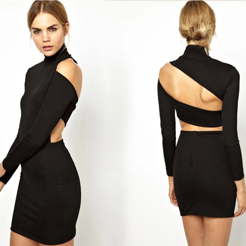 Sexy Black High Neck Dress Long Sleeve Off The Shoulder Lace Up Back Bandage Dress Club Dresses Women Spring Sexy Bodycon Dress
Sexy Black High Neck Dress Long Sleeve Off The Shoulder Lace Up Back Bandage Dress Club Dresses Women Spring Sexy Bodycon Dress