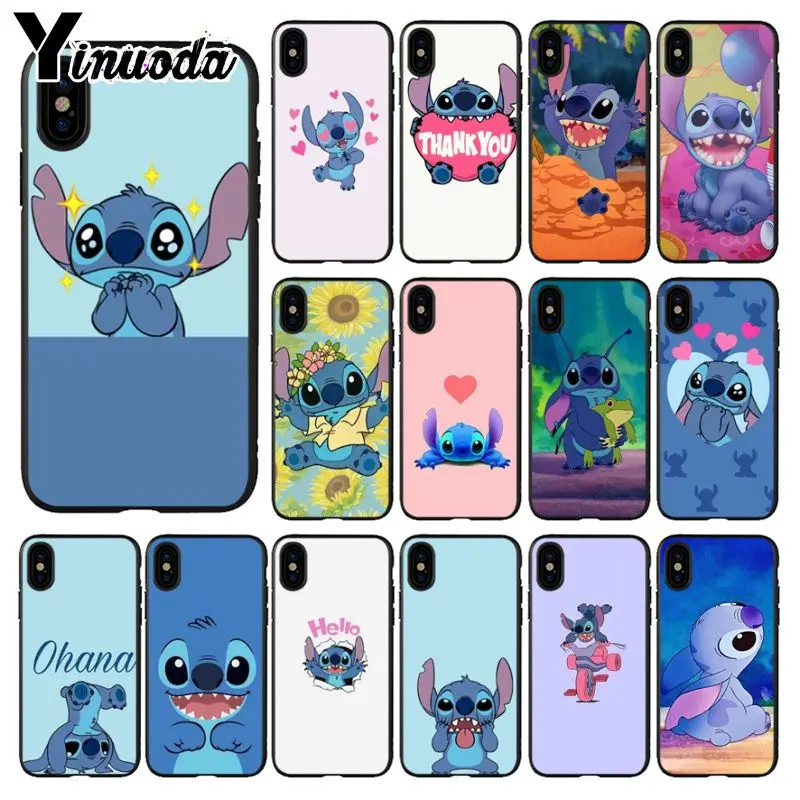Yinuoda Ститч мультфильм Emoji Coque прибыл черный чехол для мобильного телефона Apple iPhone 8