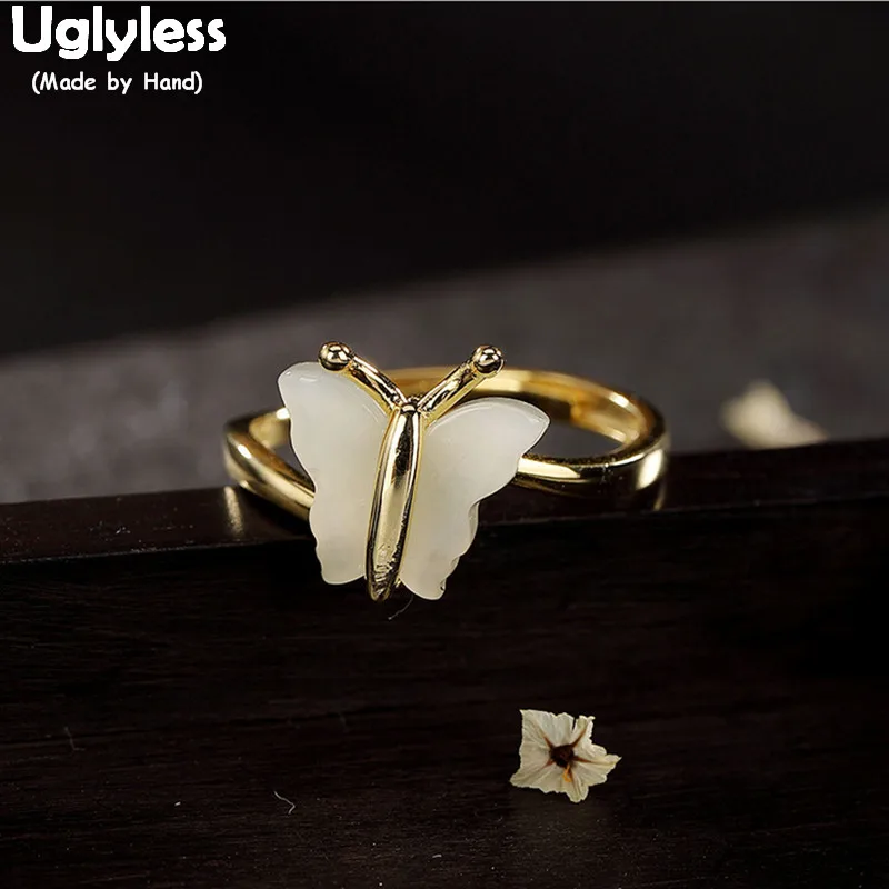 Uglyless 100% Real 925 Sterling Silver Butterfly Rings for Women Natural Jade Butterfly Open Ring Handmade Insect Fine Jewelry
Uglyless 100% Real 925 Sterling Silver Butterfly Rings for Women Natural Jade Butterfly Open Ring Handmade Insect Fine Jewelry