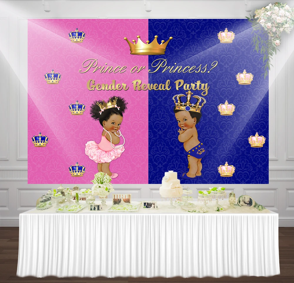 Royal Prince Or Princess Gender Reveal Party Background Fun Twins Pink And Blue Baby Damask Photography Backdrop Supplies Banner
Royal Prince Or Princess Gender Reveal Party Background Fun Twins Pink And Blue Baby Damask Photography Backdrop Supplies Banner