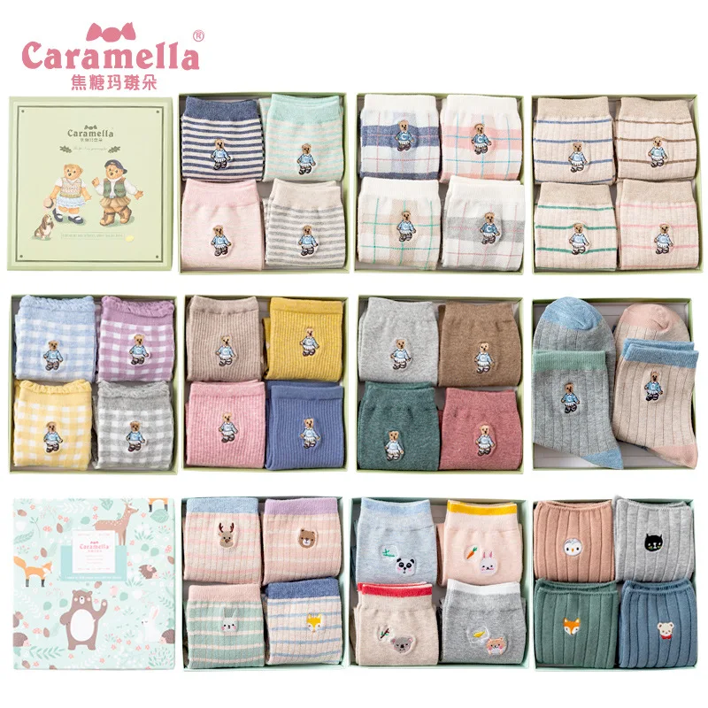Caramella 2018 4pairs/box Bear Embroidery Animal Cotton Lovely Christmas Warm Cute Cartoon Socks Women student's Stretch Style
Caramella 2018 4pairs/box Bear Embroidery Animal Cotton Lovely Christmas Warm Cute Cartoon Socks Women student's Stretch Style