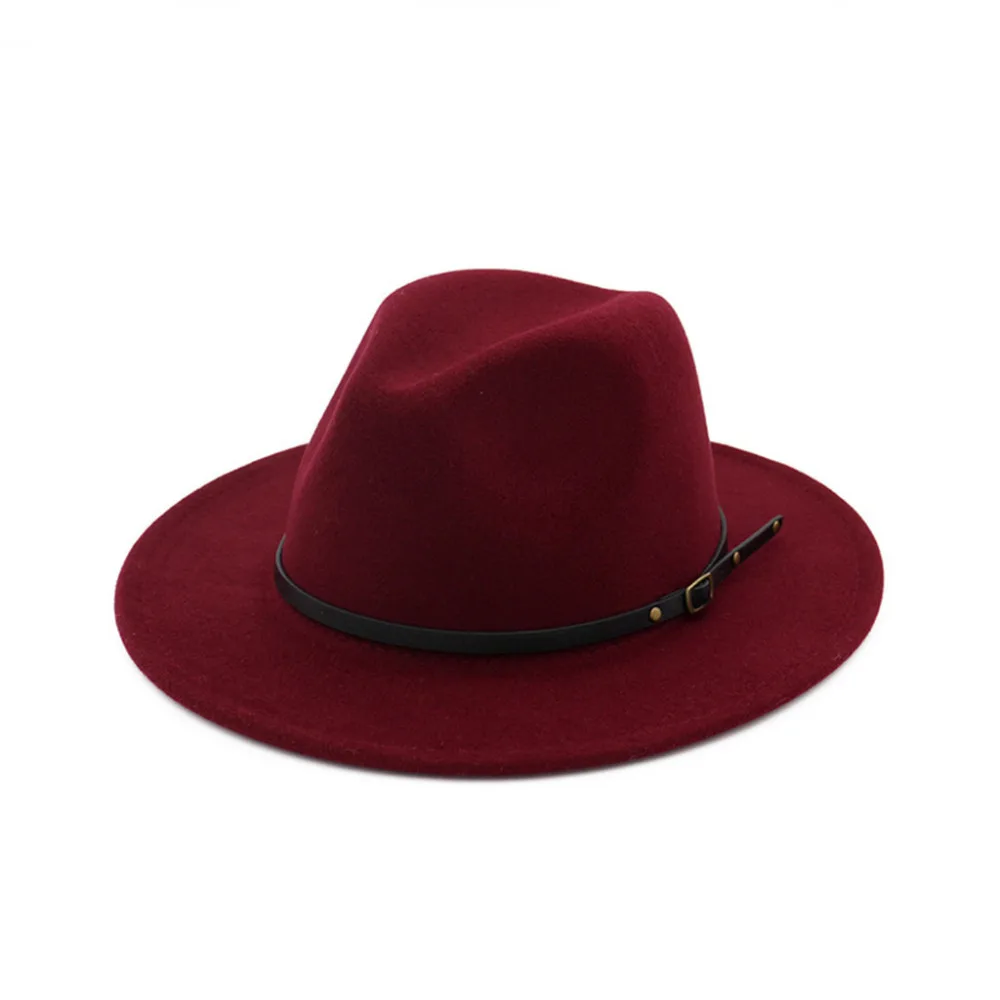 Fashion Spring Winter Women Vintage Wool Gangster Caps Hats Elegant Wide Brim Female Belt Buckle Fedora Hat Panama Solid Hat c
Fashion Spring Winter Women Vintage Wool Gangster Caps Hats Elegant Wide Brim Female Belt Buckle Fedora Hat Panama Solid Hat c