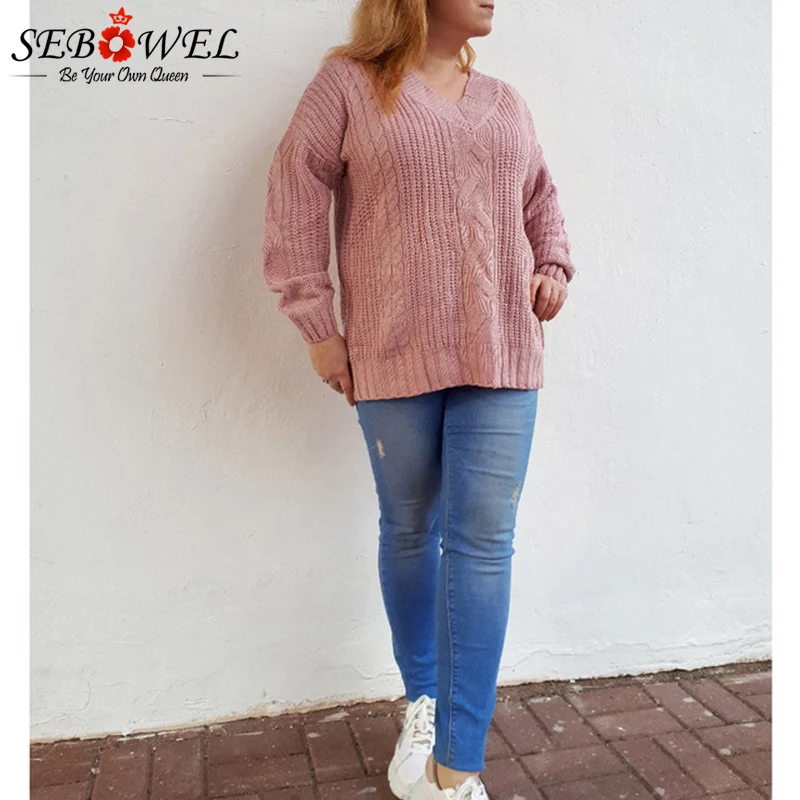 SEBOWEL Sweater Women Pullover Knitted Sweaters Jumper Winter Female Plus Size Khaki Cable Knit Sweater Lady Knitwear Coat XXL
SEBOWEL Sweater Women Pullover Knitted Sweaters Jumper Winter Female Plus Size Khaki Cable Knit Sweater Lady Knitwear Coat XXL