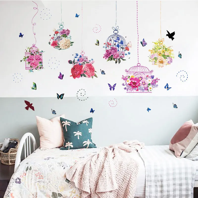 Pastoral Style Butterfly Flower Bird Cage Wall Sticker Living Room Bedroom Decorations Wallpaper Mural Removable Stickers
Pastoral Style Butterfly Flower Bird Cage Wall Sticker Living Room Bedroom Decorations Wallpaper Mural Removable Stickers