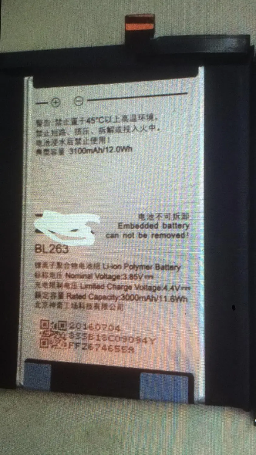 BL263 Battery New For Lenovo ZUK Z2 PRO Z2pro Battery 3.85V 3000mAh With Tracking Number
BL263 Battery New For Lenovo ZUK Z2 PRO Z2pro Battery 3.85V 3000mAh With Tracking Number