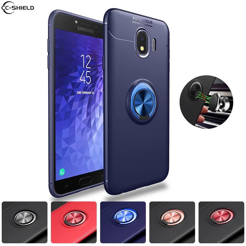 Soft Silicone Case for Samsung J4 Galaxy J 4 2018 SM-J400F/DS Metal Ring Phone Cover 4J J400 TPU Cases |
