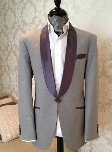 

Мужской светло-серый костюм по индивидуальному заказу, приталенный свадебный смокинг, нежный блейзер для жениха, официальный стиль, пиджак ...