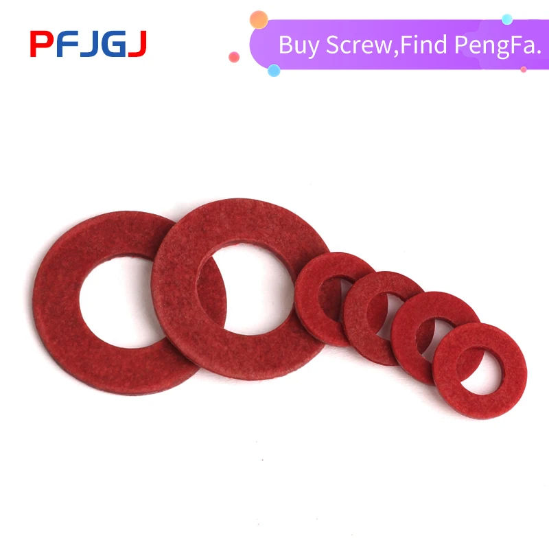 Peng Fa 200/100/50 шт. M3 M4 M5 M6 M8 M10 плоская прокладка изоляционные шайбы красная бумага Meson