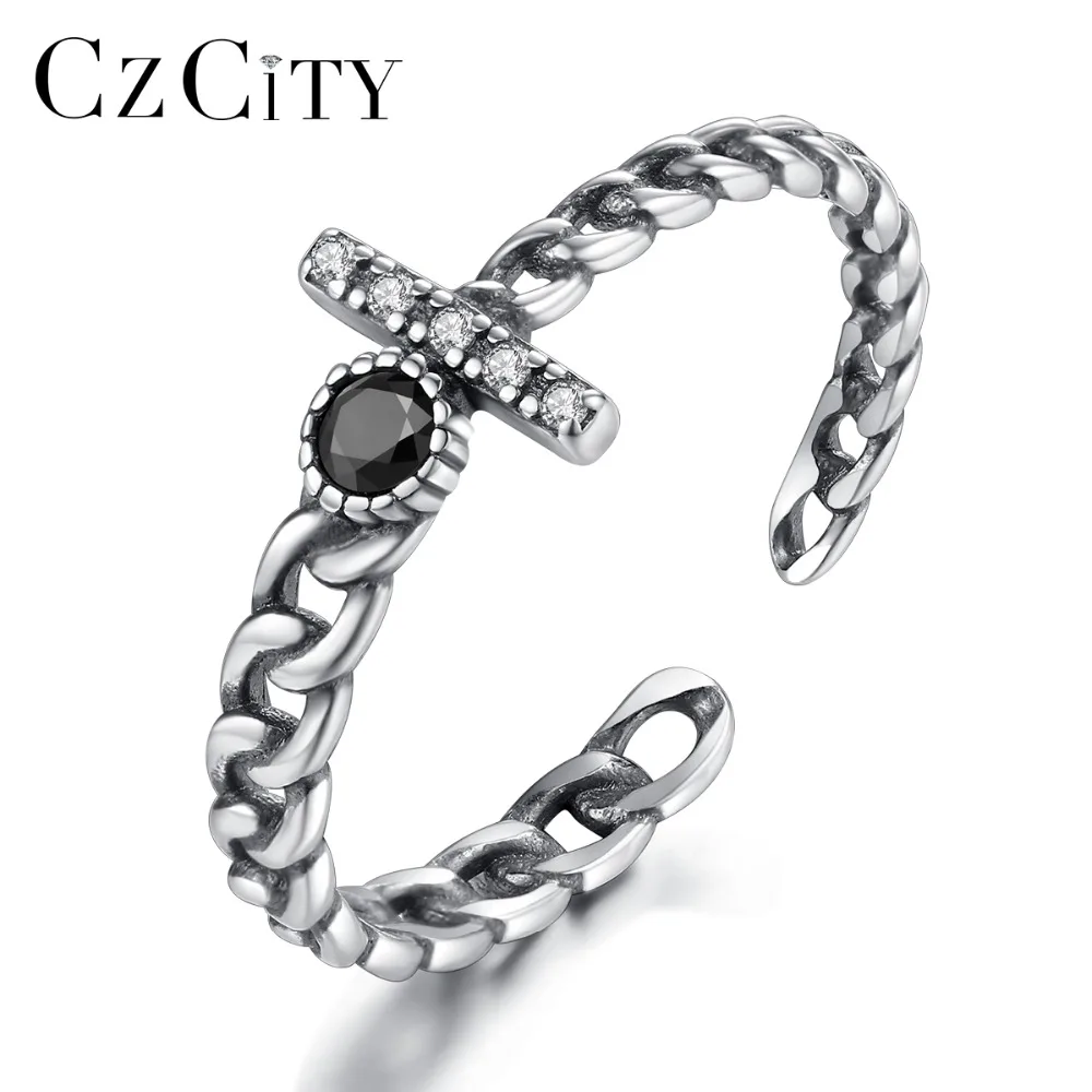 CZCITY Genuine 925 Sterling Silver Open Rings Female Cross Design Vintage Silver Engagement Cuff Ring Fine Jewellery Wholesale
CZCITY Genuine 925 Sterling Silver Open Rings Female Cross Design Vintage Silver Engagement Cuff Ring Fine Jewellery Wholesale