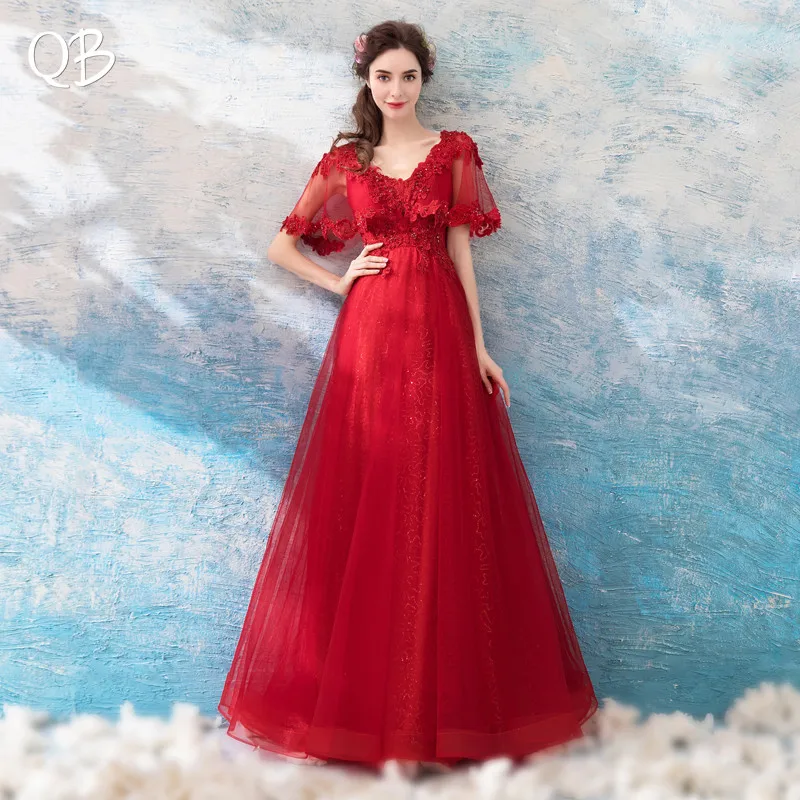 Wine Red A-line V-neck Lace Tulle Pearls Beaded Vintage Formal Elegant Evening Dresses Bride Banquet Party Prom Dress XK81
Wine Red A-line V-neck Lace Tulle Pearls Beaded Vintage Formal Elegant Evening Dresses Bride Banquet Party Prom Dress XK81