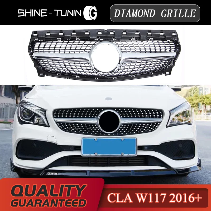 Алмазная решетка подходящая для CLA class W117 CLA180 CLA200 CLA220D CLA250 CLA45 черная Φ 2013-15 2016 + |