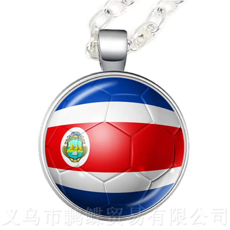 Columbia France Costa Rica England Iran Spain Uruguay TunisiaSoccer Souvenirs Glass Dome Pendant Necklace For 2018 Football CUP | Украшения