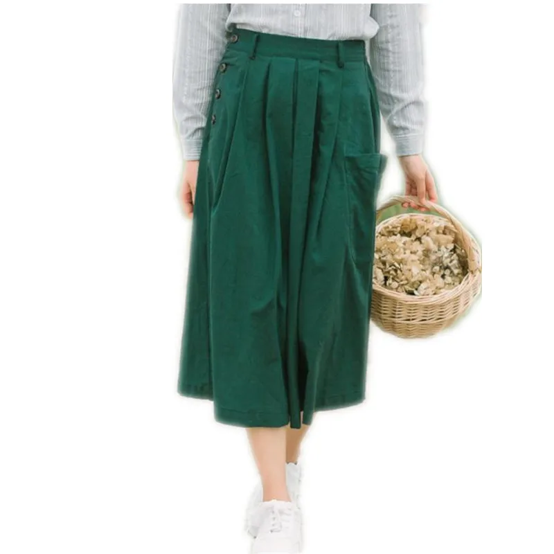 Фото Женские юбки до середины икры винтажные с пуговицами большие для - купить