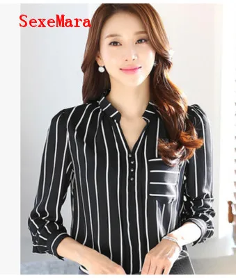 2017 Fashion women stripe shirt OL slim V-neck long-sleeve chiffon shirt office ladies plus size work wear tops
2017 Fashion women stripe shirt OL slim V-neck long-sleeve chiffon shirt office ladies plus size work wear tops