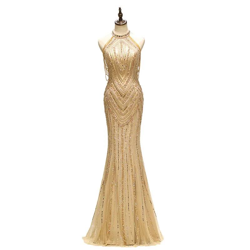 Luxury Tulle O-Neck Tank Tassles Beading Mermaid Fishtail Sleeveless Long Mermaid Evening Dress Vestido de noche Robe de soiree
Luxury Tulle O-Neck Tank Tassles Beading Mermaid Fishtail Sleeveless Long Mermaid Evening Dress Vestido de noche Robe de soiree