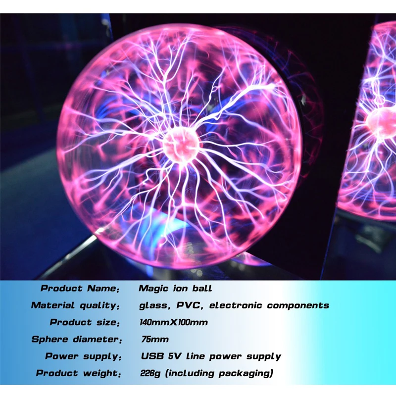 2021USB Глобус плазменный шар магический хрустальный потолочный светильник